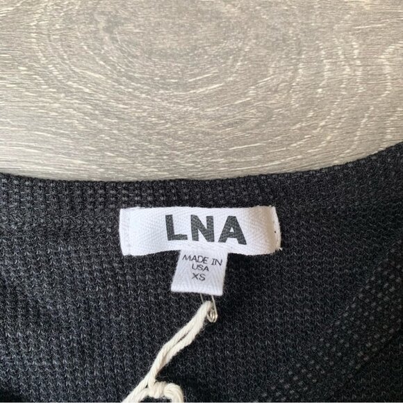 Revolve LNA Waffle Long Sleeve Desert Crew Top T-shirt Cut out Black Size XS - Picture 11 of 14